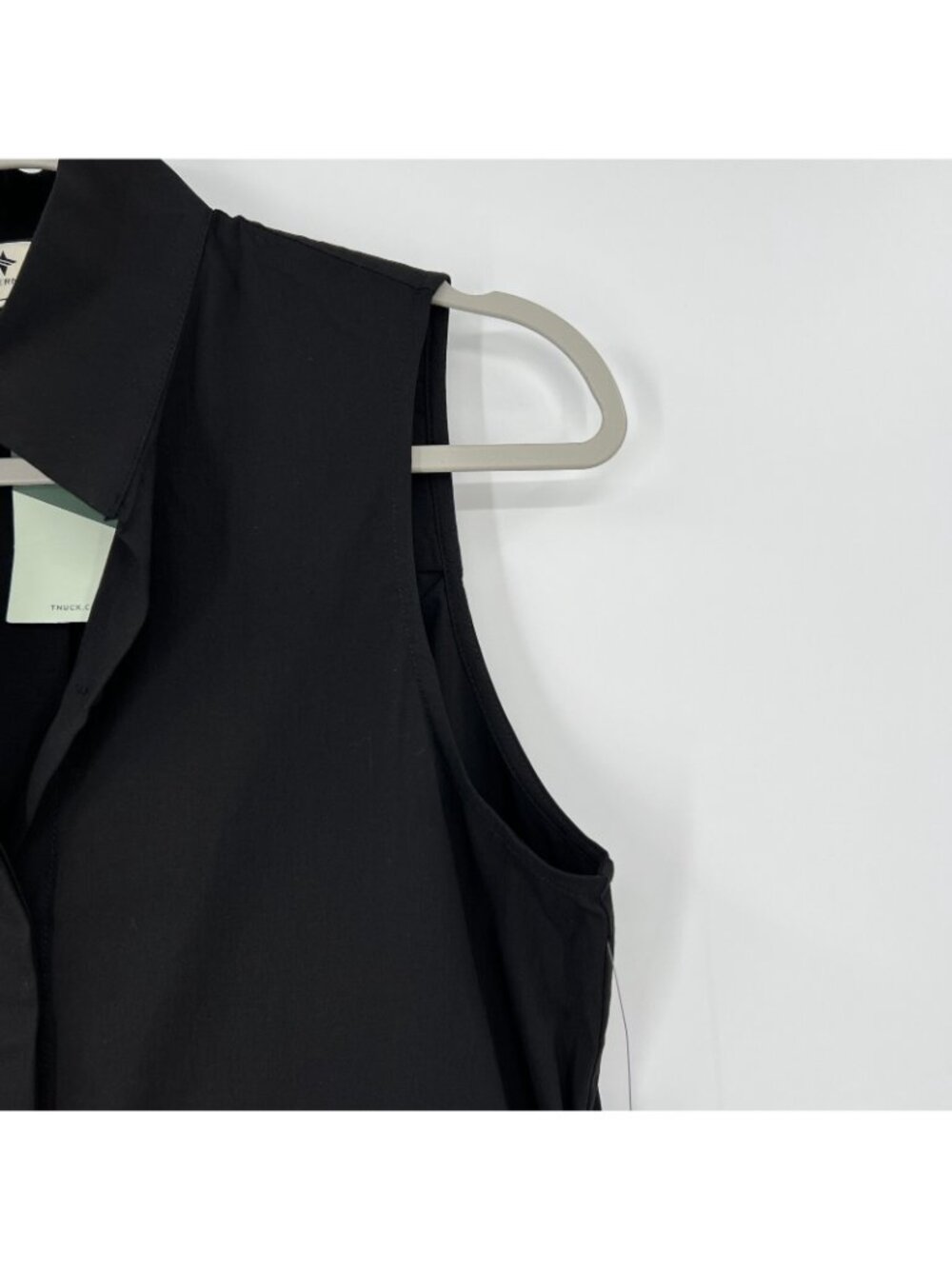 Tuckernuck Women's Black Sleeveless Charlie Shirt Dress Stretch Sheen sz XS - Picture 4 of 10